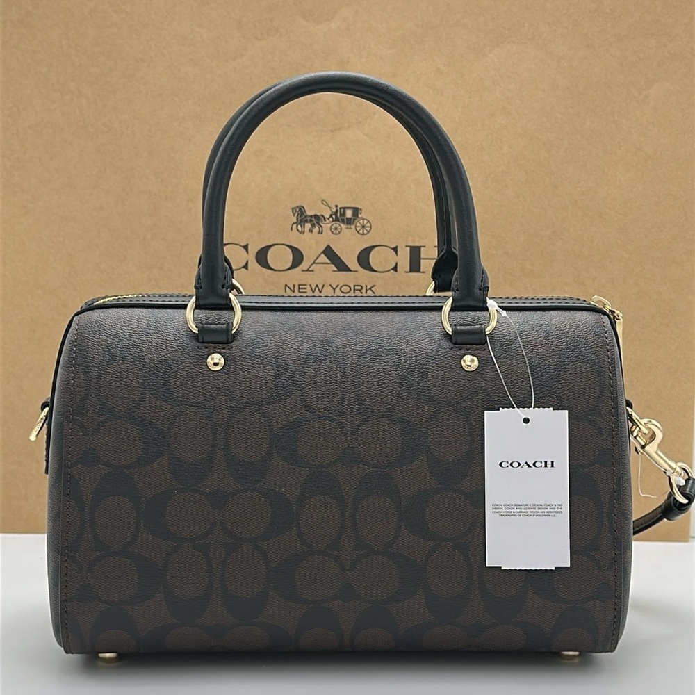 Coach Charcoal Satchel with Gold Accents - Picture 2 of 15